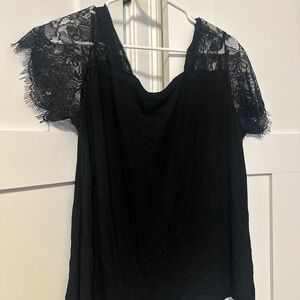 Black Asymmetrical Embellished Blouse
